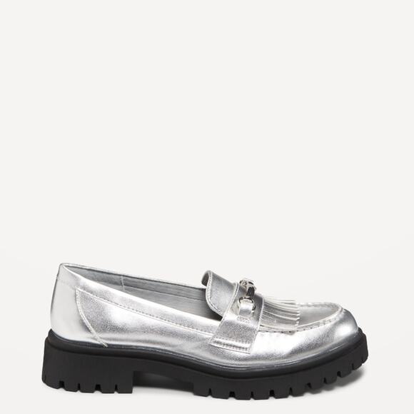 Old Navy silver Faux Leather Chunky Heel Loafers - Picture 3 of 8